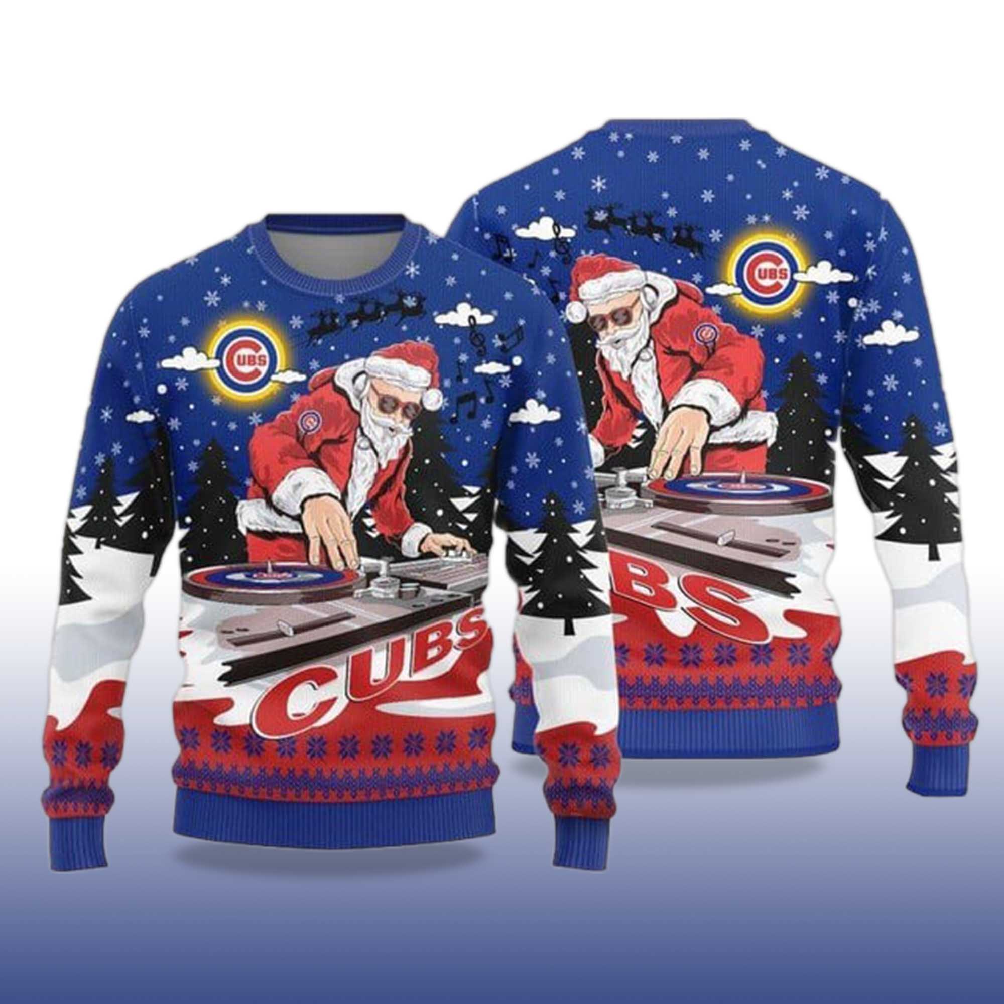 Alternative view of Chicago Cubs DJ Santa Ugly Christmas Sweater 2025