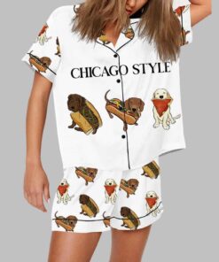 Chicago Dog Hot Dog Art Print Pajama Set