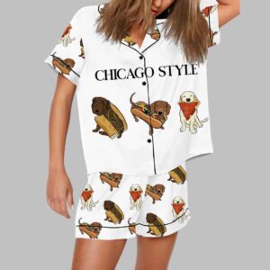 Chicago Dog Hot Dog Art Print Pajama Set