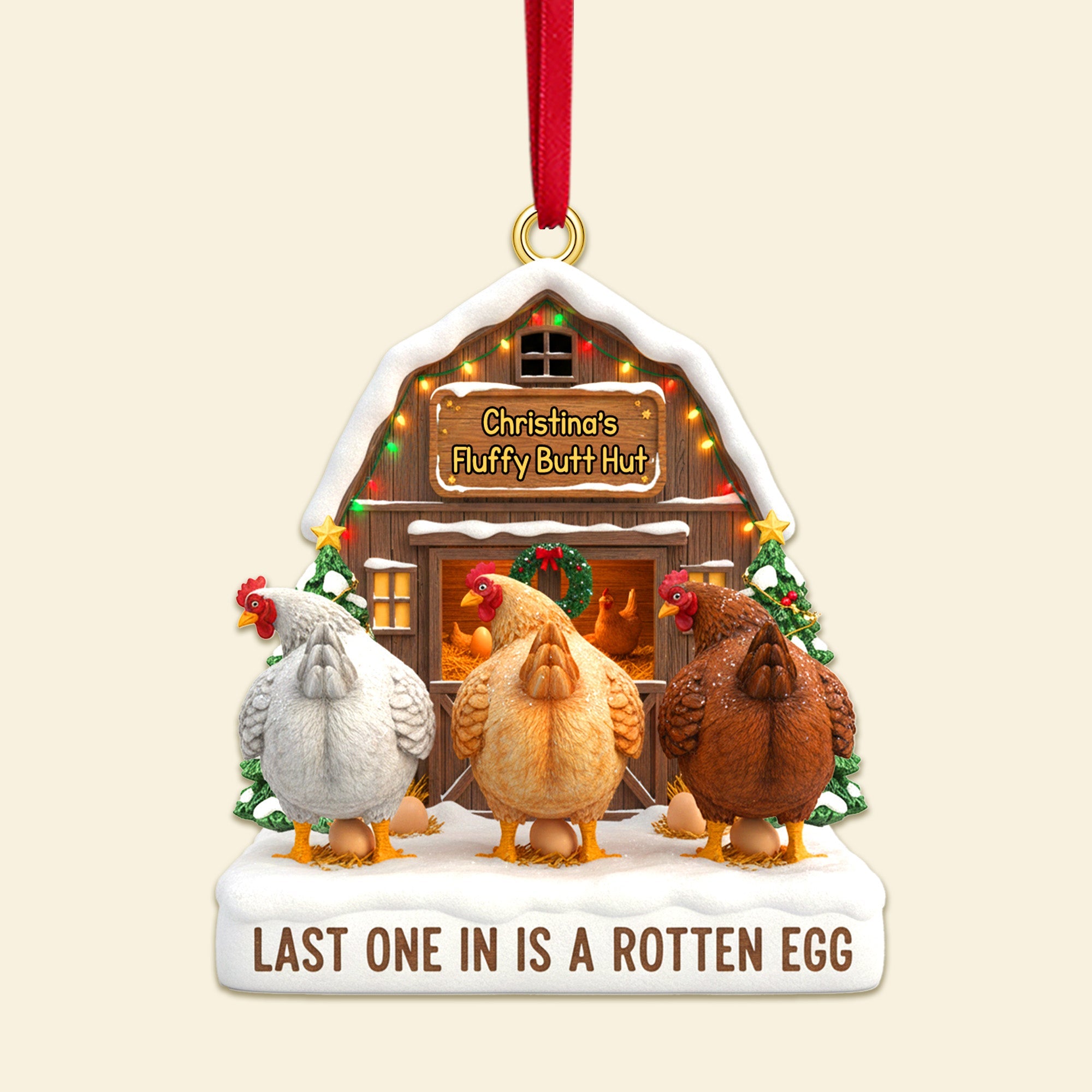 Chicken Farm Acrylic Ornament - Personalized Gift For Farmer Christmas Ornament 02NAMG170925 - Image 3