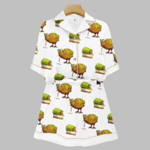 Chicken Kiwi Cake Art Print Pajama Set