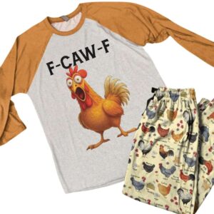 Alternative view of Chicken Raglan Lounge Pajamas Funny F-Caw-F Chicken