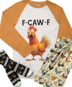 Chicken Raglan Lounge Pajamas Funny F-Caw-F Chicken