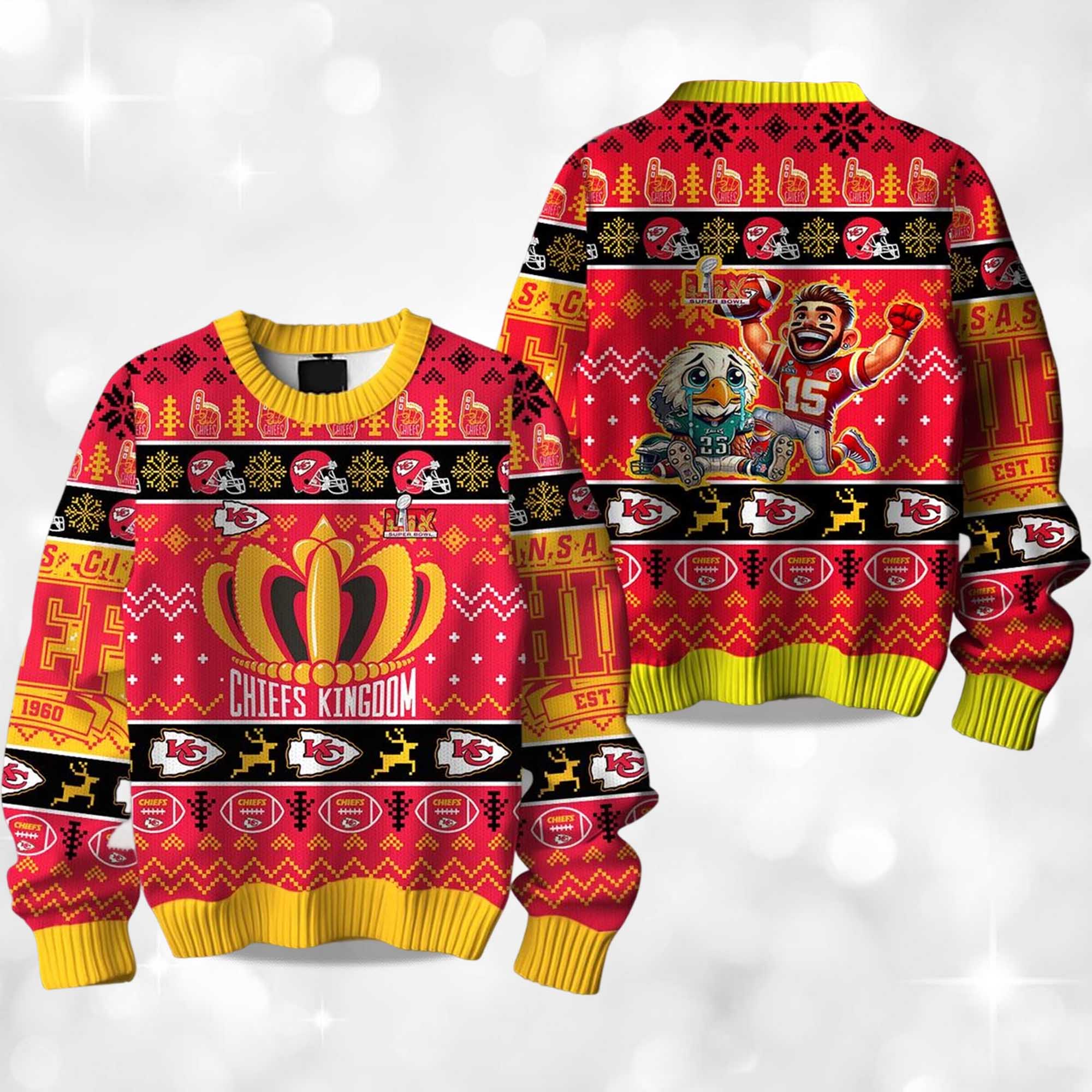 Alternative view of Chiefs Kingdom Bowl Champions Ugly Sweater