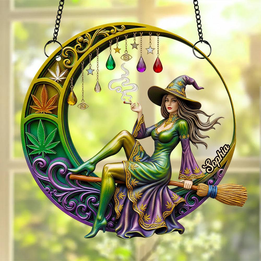 Chill Broom Girl Suncatcher Ornament Personalized Gifts for Fantasy Lovers 03NADT230725
