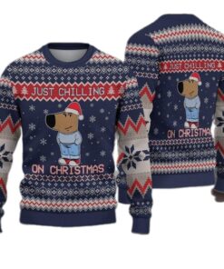 Chill Guy Just Chilling On Christmas Ugly Christmas Sweater 
