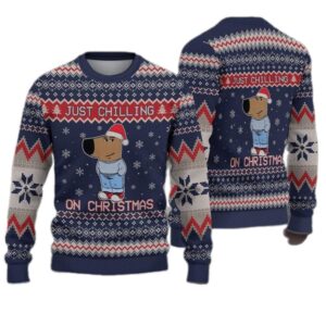 Chill Guy Just Chilling On Christmas Ugly Christmas Sweater - Grishko.com