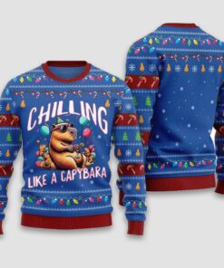 Chilling Like A Capabara Ugly Holiday Sweater