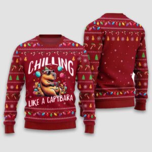 Alternative view of Chilling Like A Capabara Ugly Holiday Sweater