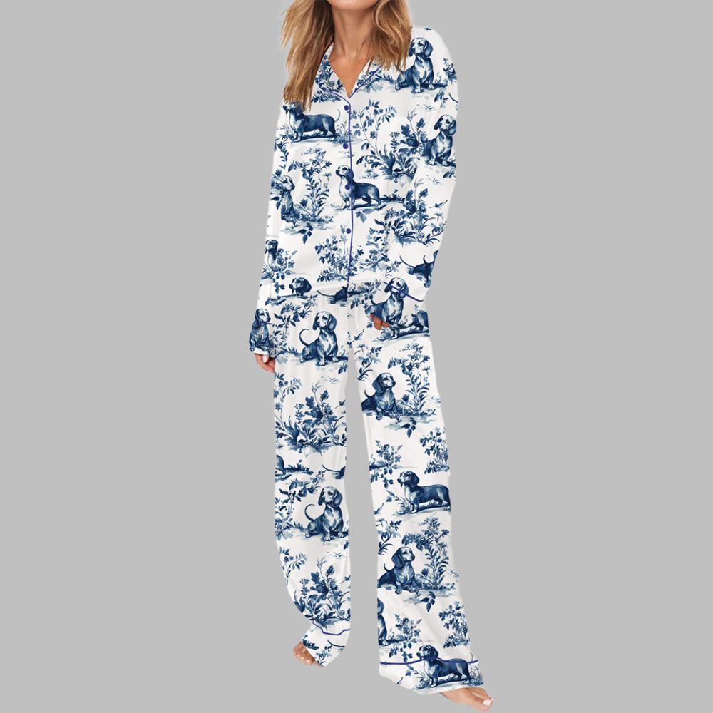 Chinoiserie Dachshund Pajama Set For Women - Image 3