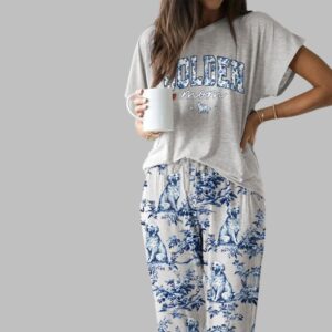 Chinoiserie Golden Retriever Casual Pajama Set