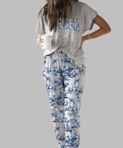 Alternative view of Chinoiserie Golden Retriever Casual Pajama Set