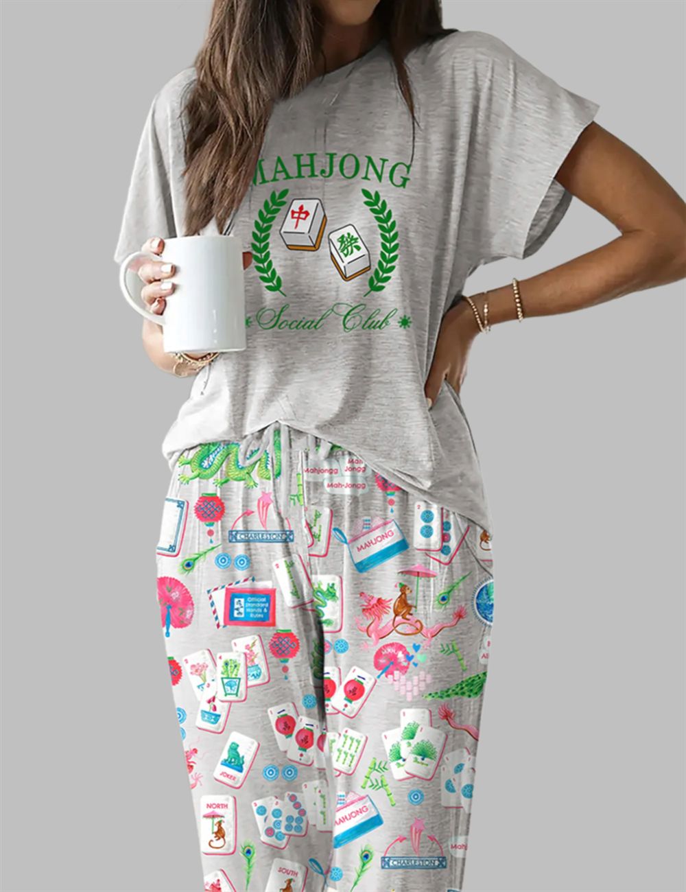 Chinoiserie Mahjong Casual Pajama Set