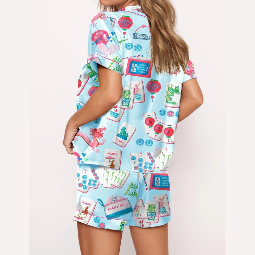 Chinoiserie Mahjong Satin Pajama Set - Image 6
