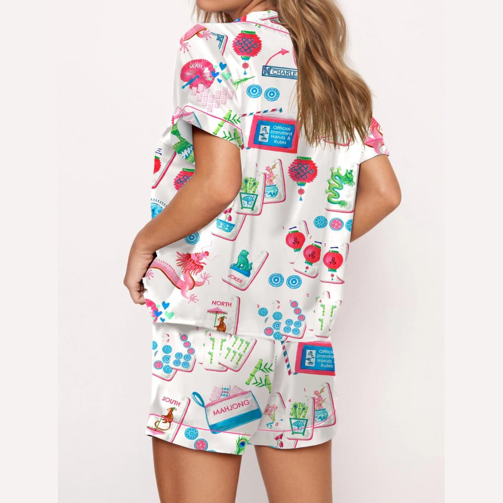 Chinoiserie Mahjong Satin Pajama Set - Image 2