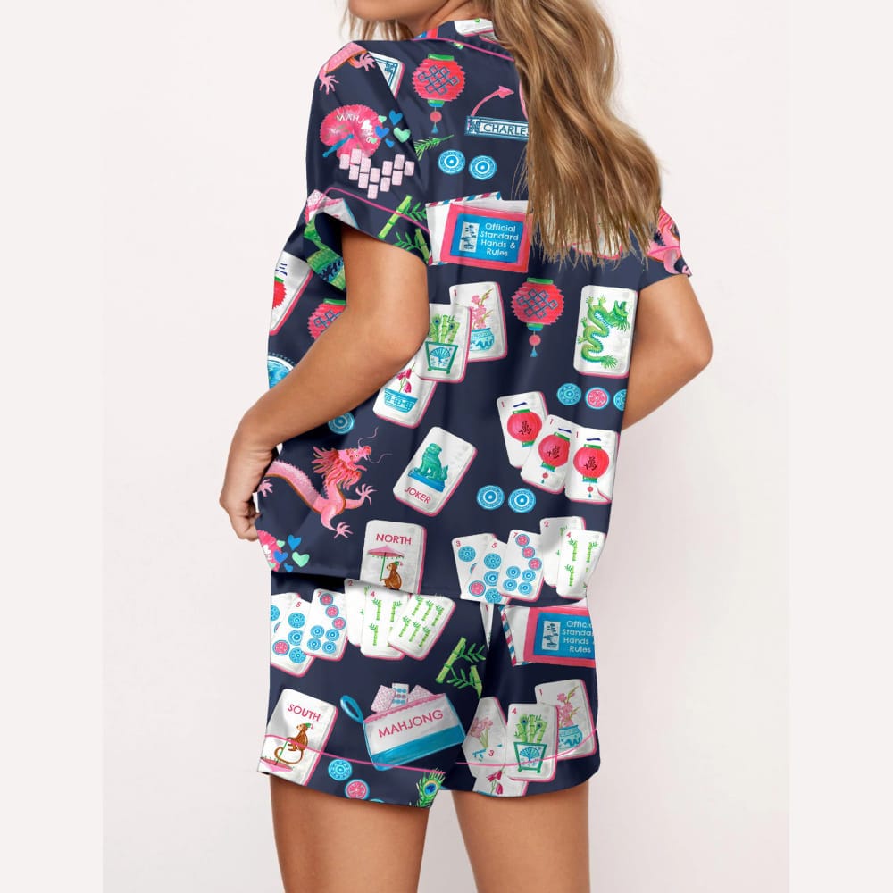 Chinoiserie Mahjong Satin Pajama Set - Image 4