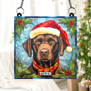 Alternative view of Chocolate Labrador Dog Christmas Acrylic Suncatcher Ornament 02HUTN100924 Gifts For Dog Mom Or Dog Dad