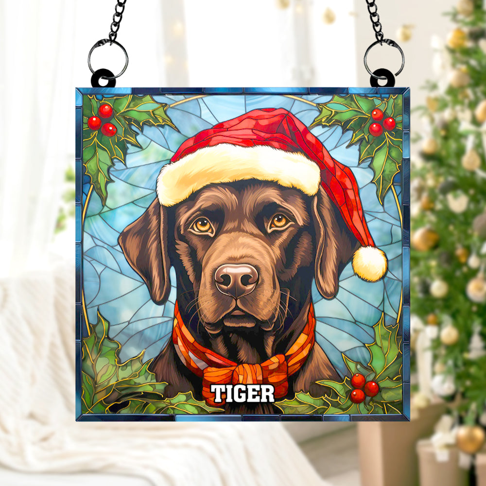 Alternative view of Chocolate Labrador Dog Christmas Acrylic Suncatcher Ornament 02HUTN100924 Gifts For Dog Mom Or Dog Dad