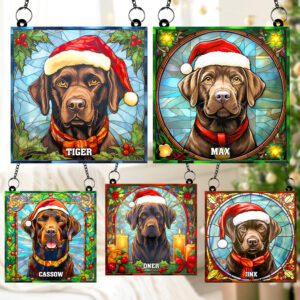 Chocolate Labrador Dog Christmas Acrylic Suncatcher Ornament 02HUTN100924 Gifts For Dog Mom Or Dog Dad