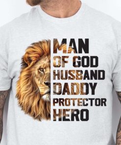 Alternative view of Christian Dad Shirt | Man Of God Lion Tee With Cross And Bible Verse | Jesus-Inspired Father’s Day Gift for Religious Dad