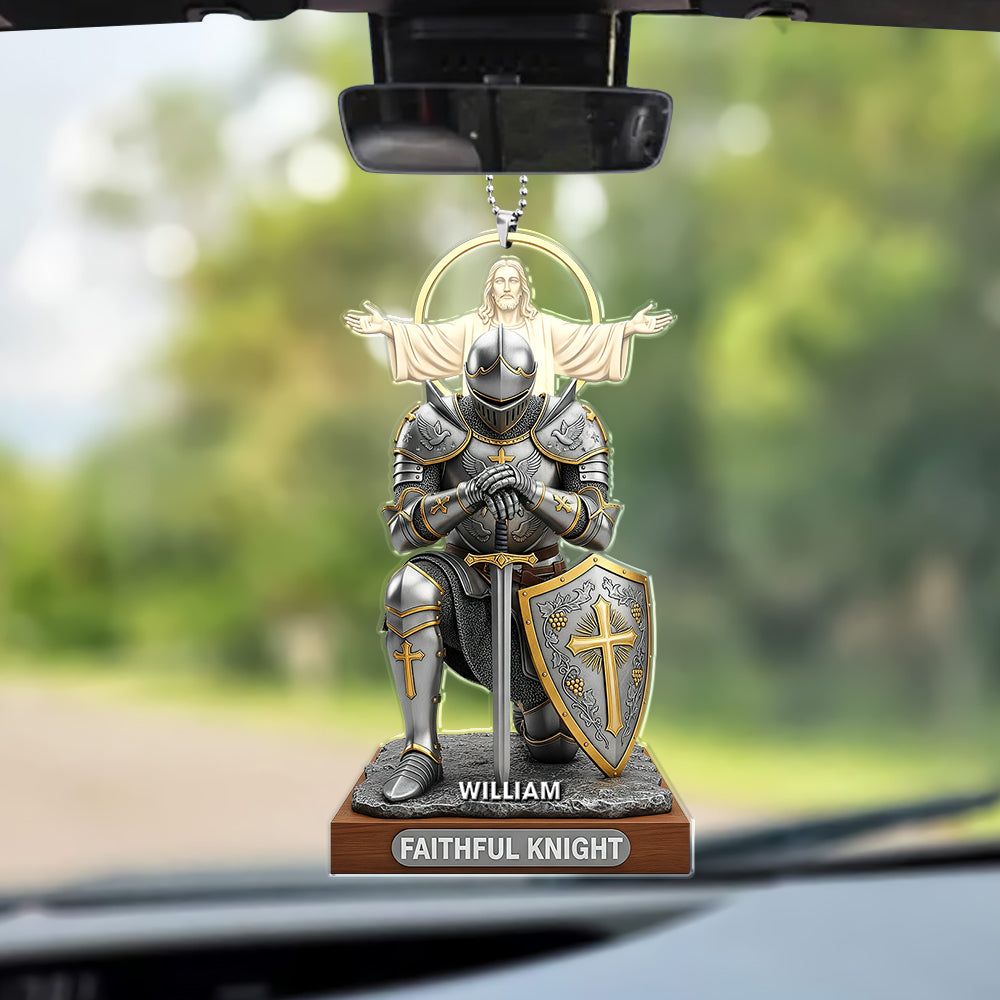 Christian Faithful Knight Car Ornament – Personalized Christmas Gifts for Christian 05huqn290725 - Image 3