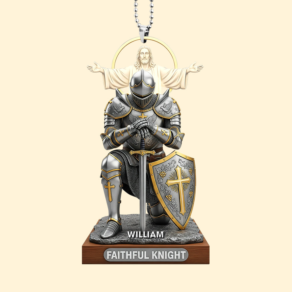 Christian Faithful Knight Car Ornament – Personalized Christmas Gifts for Christian 05huqn290725 - Image 4