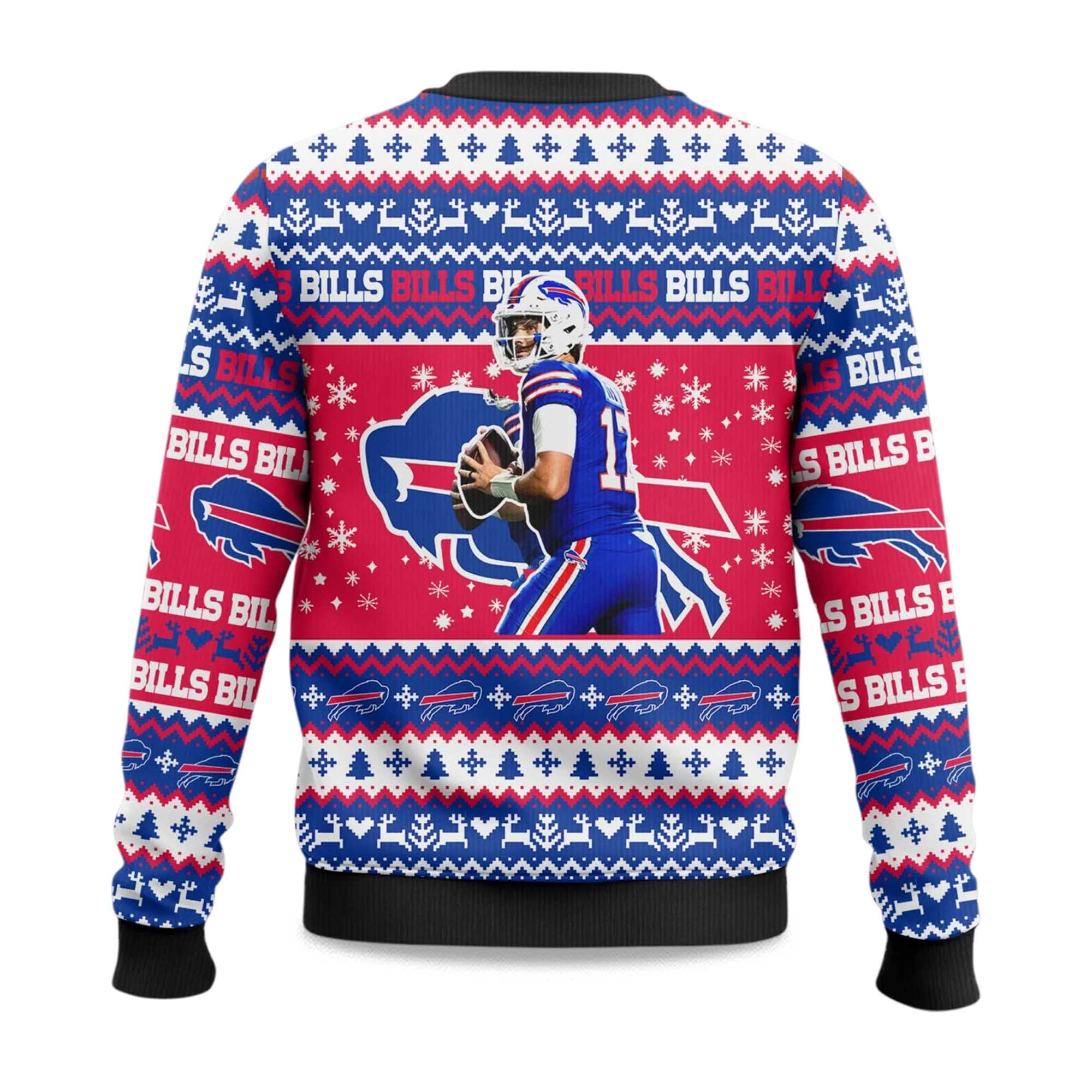Christmas Bills Josh Allen 17 Football Ugly Sweater - Image 3