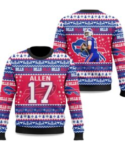 Christmas Bills Josh Allen 17 Football Ugly Sweater