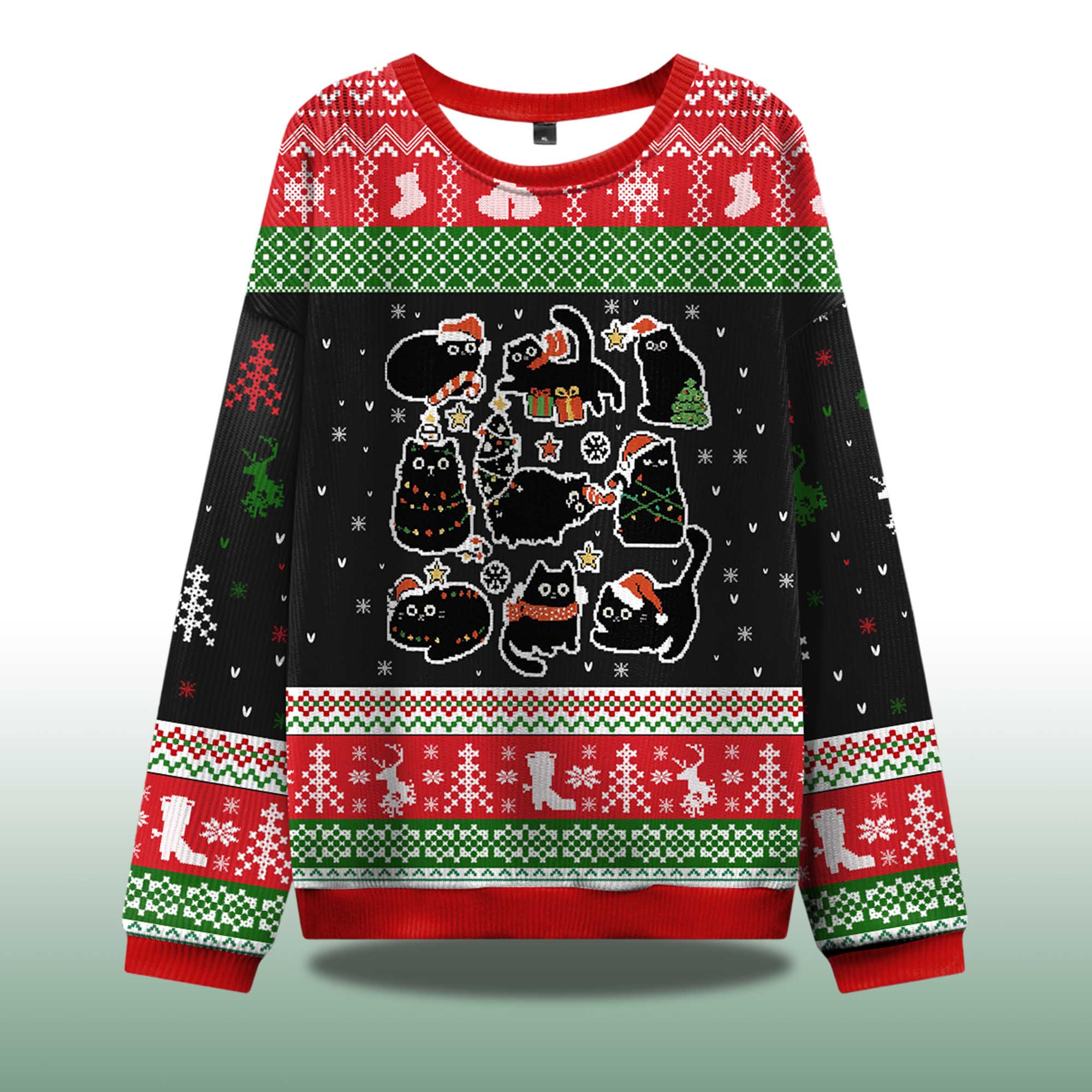 Alternative view of Christmas Black Cat Ugly Christmas Sweater