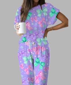 Christmas Bows Casual Pajama Set