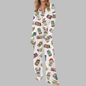 Alternative view of Christmas Canned Pickles Satin Pajama Set
