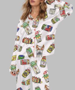 Christmas Canned Pickles Satin Pajama Set
