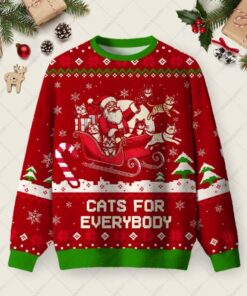 Christmas Cat Santa Cat Lover Ugly Christmas Fuzzy Fleece Sweatshirt