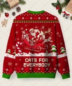 Alternative view of Christmas Cat Santa Cat Lover Ugly Christmas Fuzzy Fleece Sweatshirt
