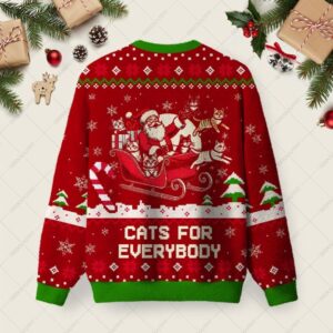 Alternative view of Christmas Cat Santa Cat Lover Ugly Christmas Fuzzy Fleece Sweatshirt