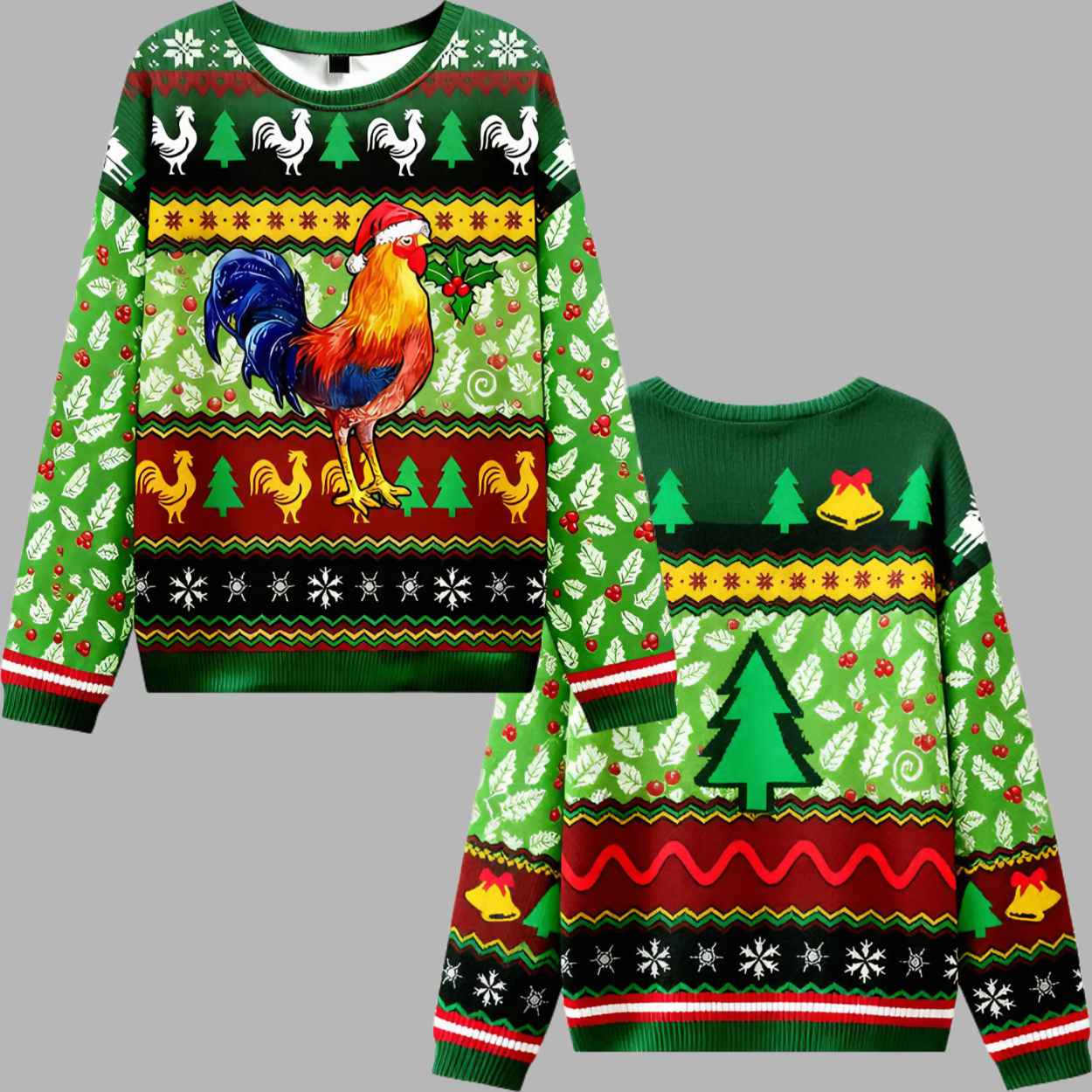 Alternative view of Christmas Chicken Ugly Christmas Sweater - gullprint.com