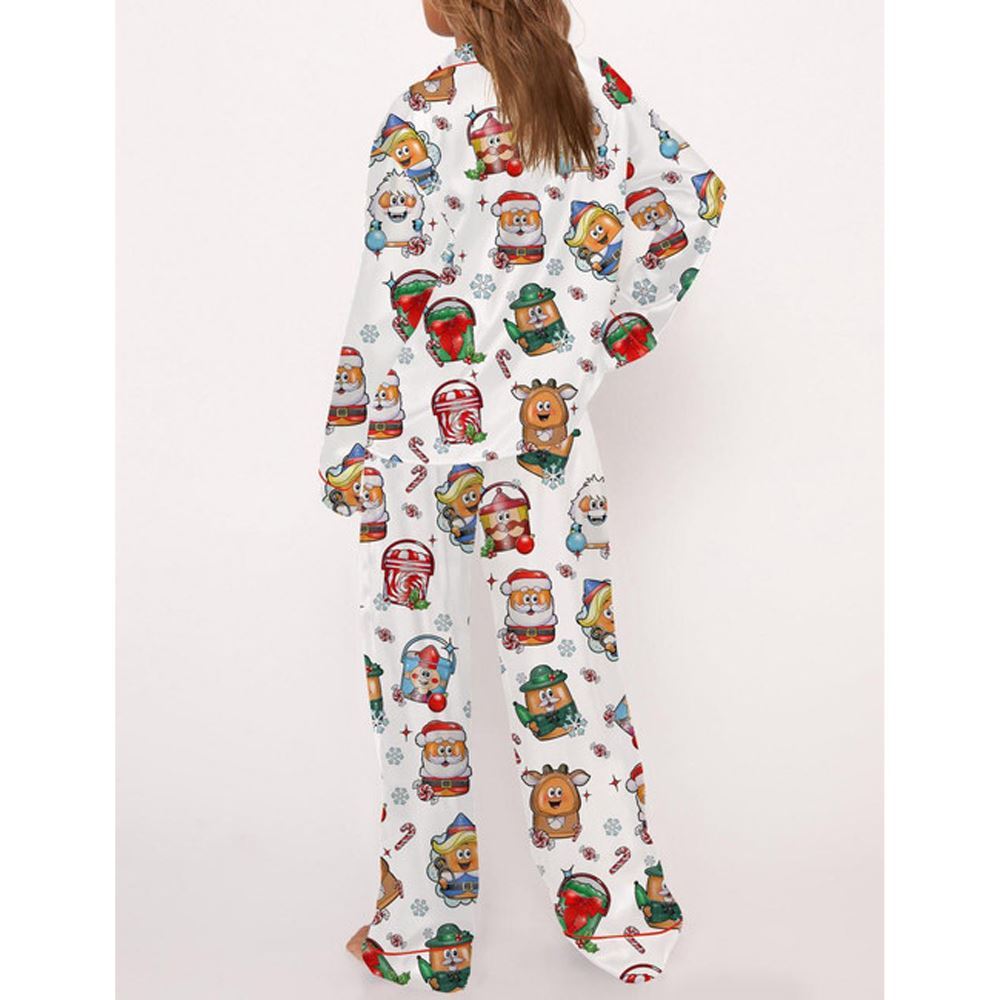 Christmas Classic Nuggets Satin Pajama Set For Women - Image 3