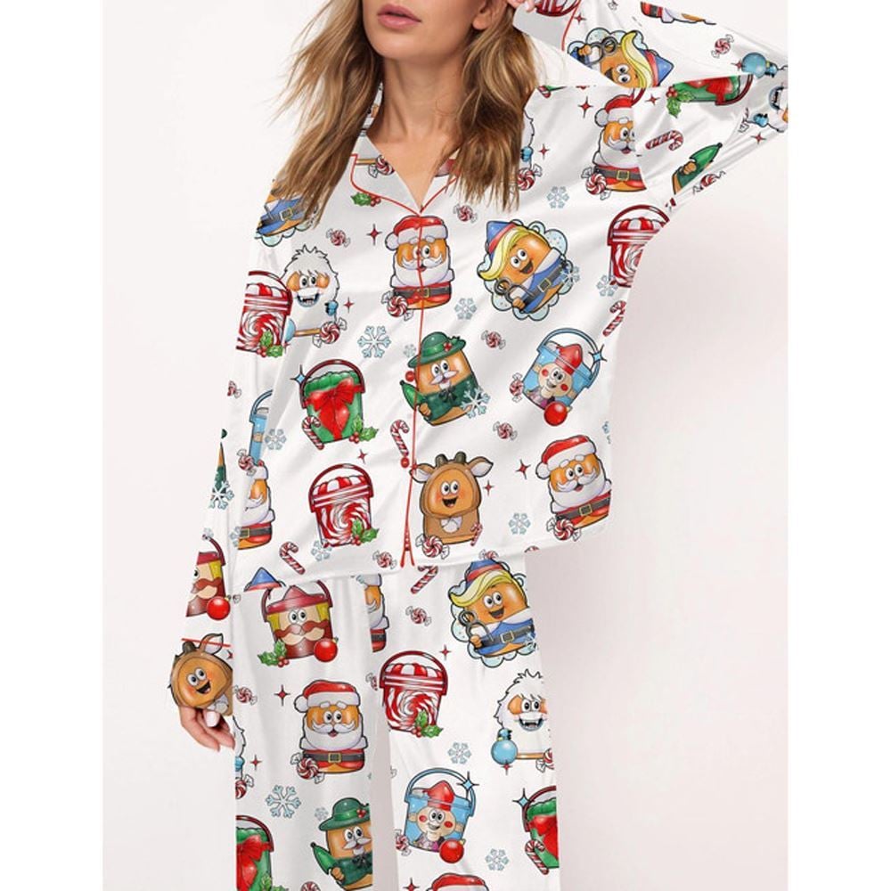Alternative view of Christmas Classic Nuggets Satin Pajama Set For Women