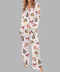 Alternative view of Christmas Coquette Bow Santa Silky Satin Pajama Set