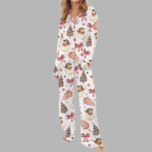 Alternative view of Christmas Coquette Bow Santa Silky Satin Pajama Set