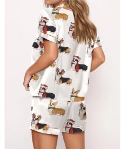 Alternative view of Christmas Corgi Satin Pajama Set For Women