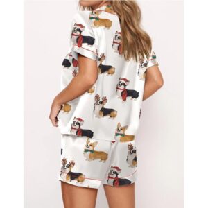 Alternative view of Christmas Corgi Satin Pajama Set For Women