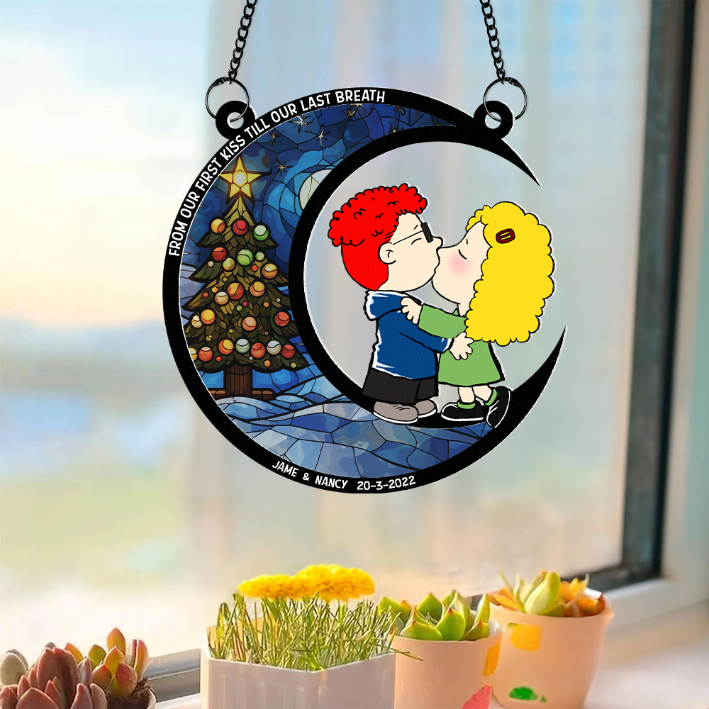Alternative view of Christmas Couple Suncatcher Ornaments - Personalized Gifts 03topu220724hg