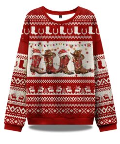 Christmas Cowgirl Boots Ugly Christmas Sweater