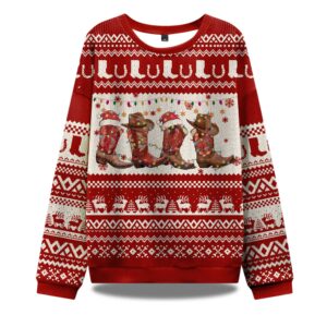 Christmas Cowgirl Boots Ugly Christmas Sweater