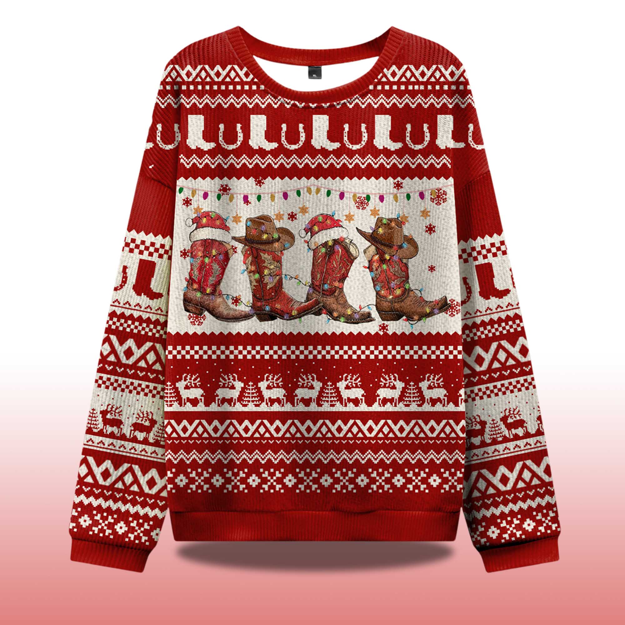 Alternative view of Christmas Cowgirl Boots Ugly Christmas Sweater