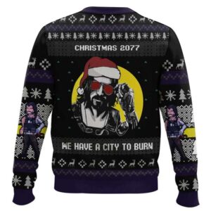 Alternative view of Christmas Cyberpunk 2077 Ugly Christmas Sweater