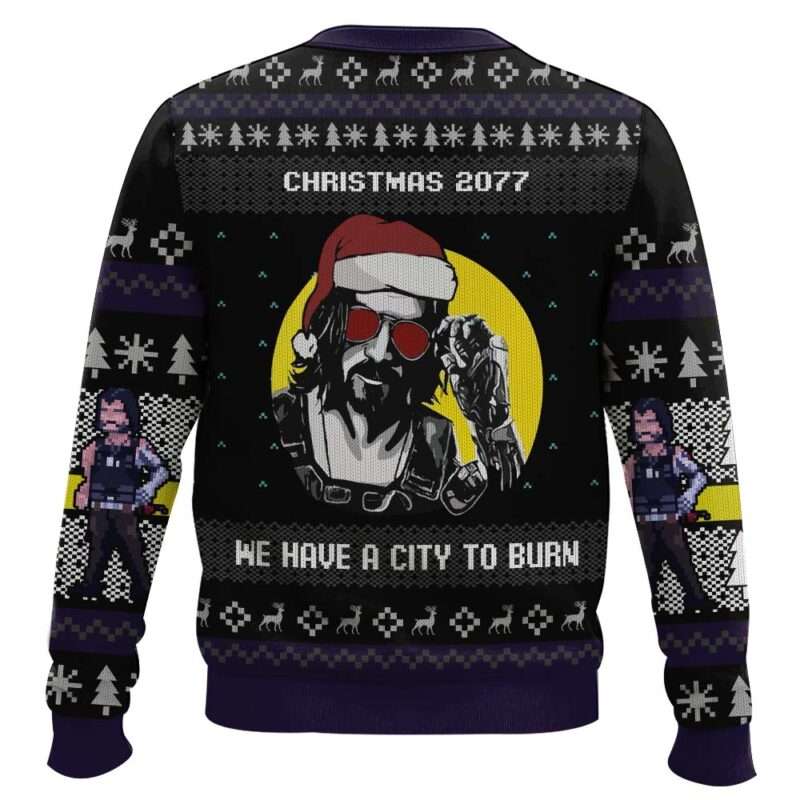 Alternative view of Christmas Cyberpunk 2077 Ugly Christmas Sweater