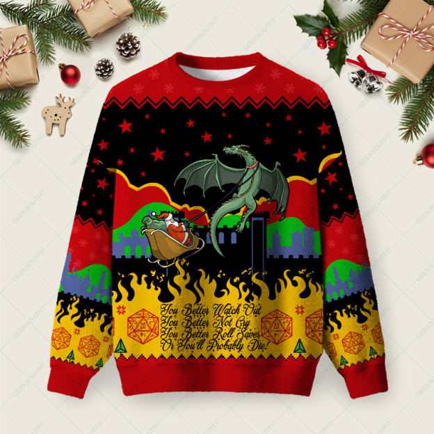 Christmas D20 Lover Ugly Christmas Fuzzy Fleece Sweatshirt