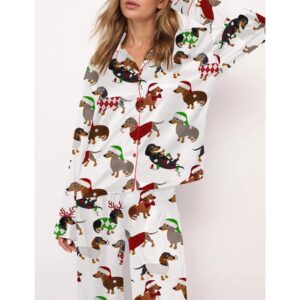 Alternative view of Christmas Dachshund Satin Pajama Set For Women